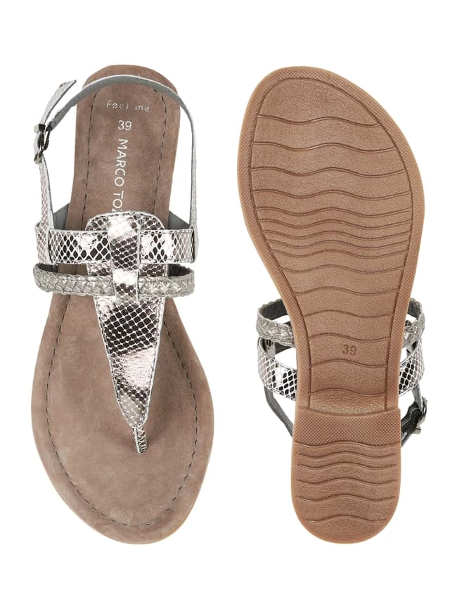 Angebote ? Marco Tozzi ? Sandalen Aus Leder In Metallic-Optik - Anthrazit ? – Bild 5
