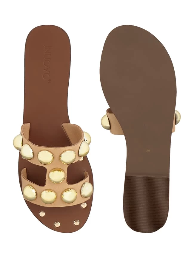 Aktion ? INUOVO Pantolette Aus Leder - Camel ⭐ – Bild 4