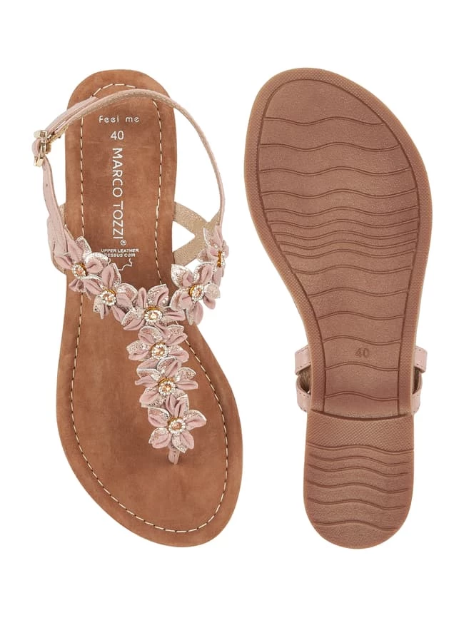 Blitzangebot ? Marco Tozzi Zehentrenner Mit Blüten-Applikationen - Altrosa ? – Bild 4