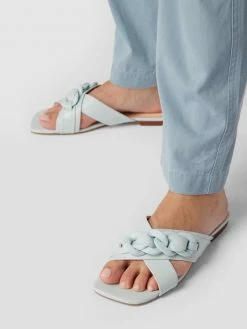 Angebote ? Guess Pantoletten Mit Label-Applikation - Hellblau ?