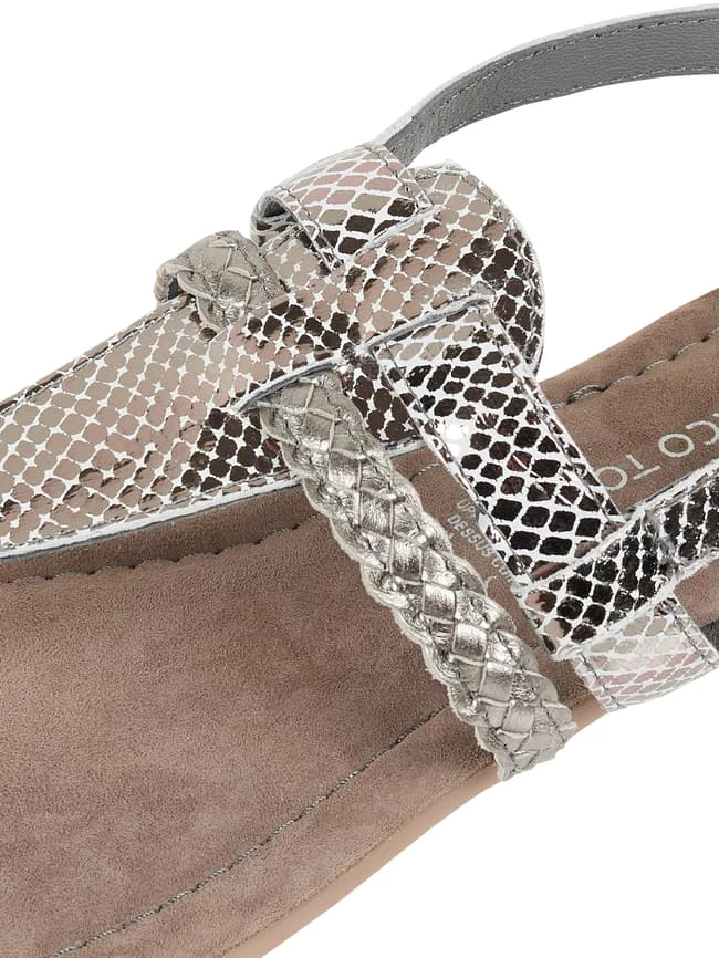 Angebote ? Marco Tozzi ? Sandalen Aus Leder In Metallic-Optik - Anthrazit ? – Bild 2