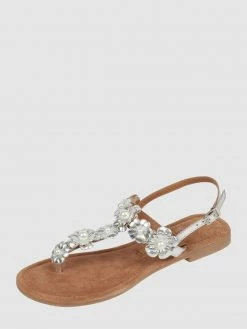 Am billigsten ? Tamaris Zehentrenner Mit Blüten-Applikationen - Silber ⌛