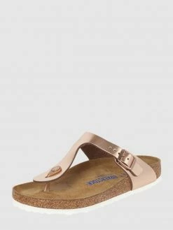 Bestes Angebot ? Birkenstock Zehentrenner Aus Leder In Metallic-Optik Modell 'Gizeh' - Metallic Rot ?