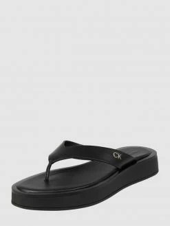 Schlussverkauf ? CK Calvin Klein Zehentrenner Aus Leder - Schwarz ?