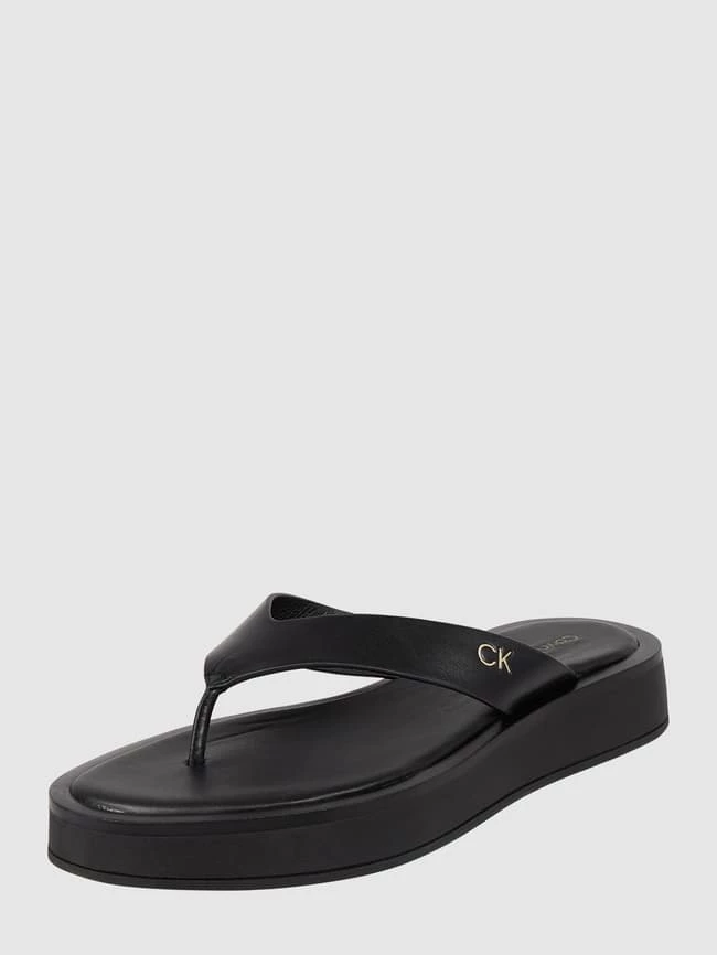 Schlussverkauf ? CK Calvin Klein Zehentrenner Aus Leder - Schwarz ?