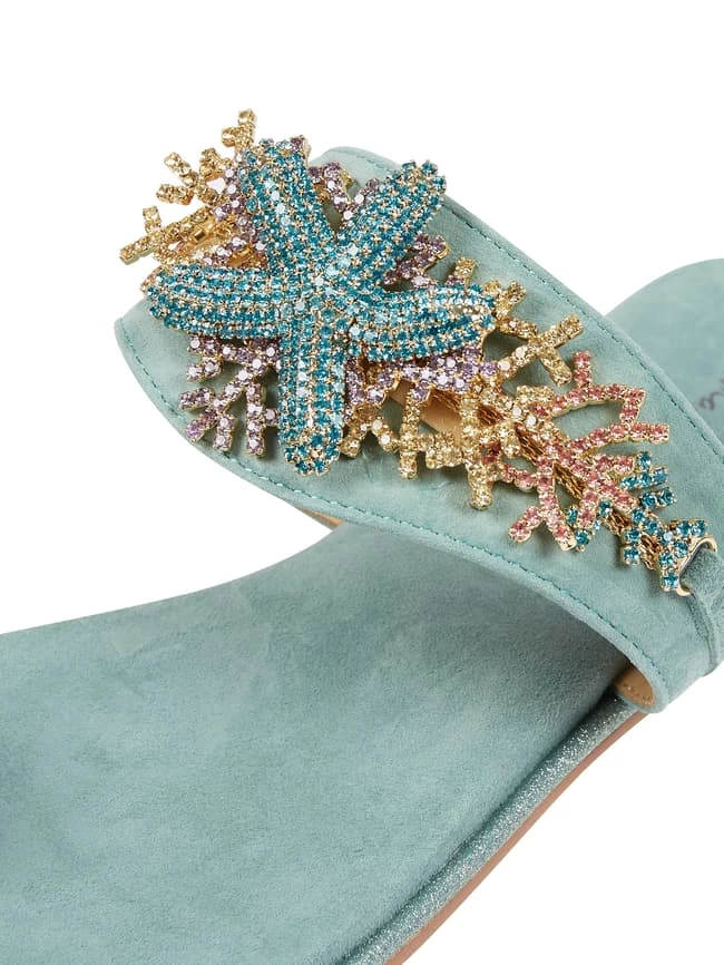 Am billigsten ✨ ALMA EN PENA ? Sandalen Aus Veloursleder Mit Schmuckdetails - Aqua Blau ? – Bild 2