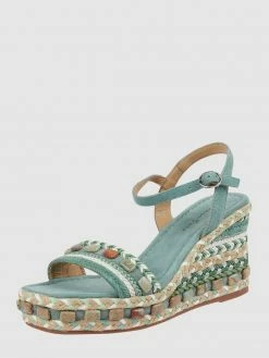 Besorgen ✔️ ALMA EN PENA Wedges Aus Leder Und Textil - Aqua Blau ✨