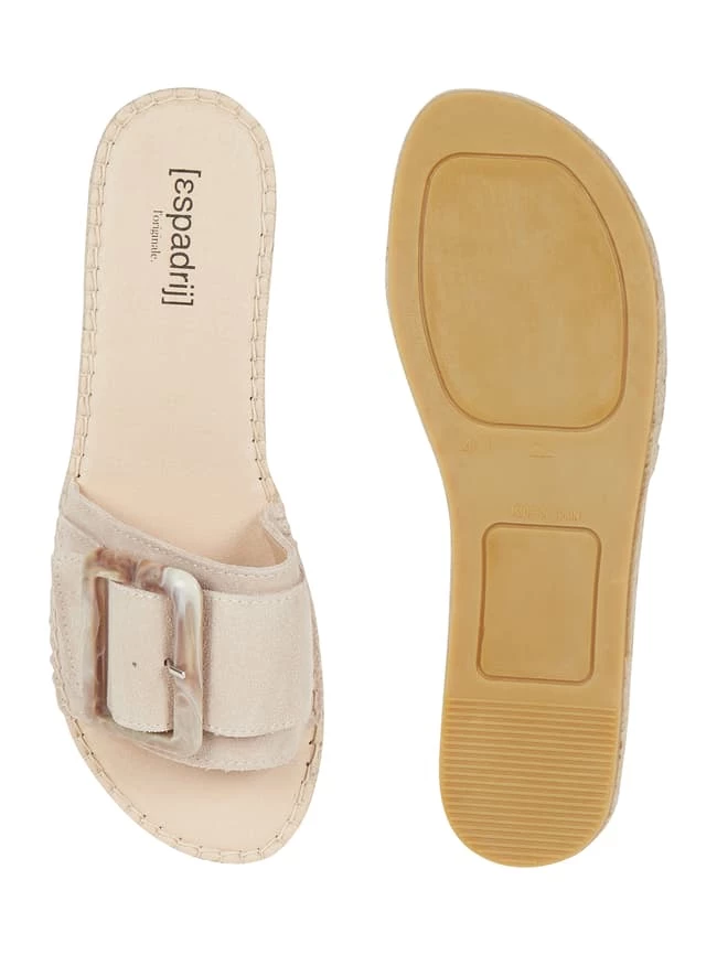 Billig ✨ Espadrij Pantolette Aus Veloursleder Modell 'Belfort' - Beige ⭐ – Bild 4