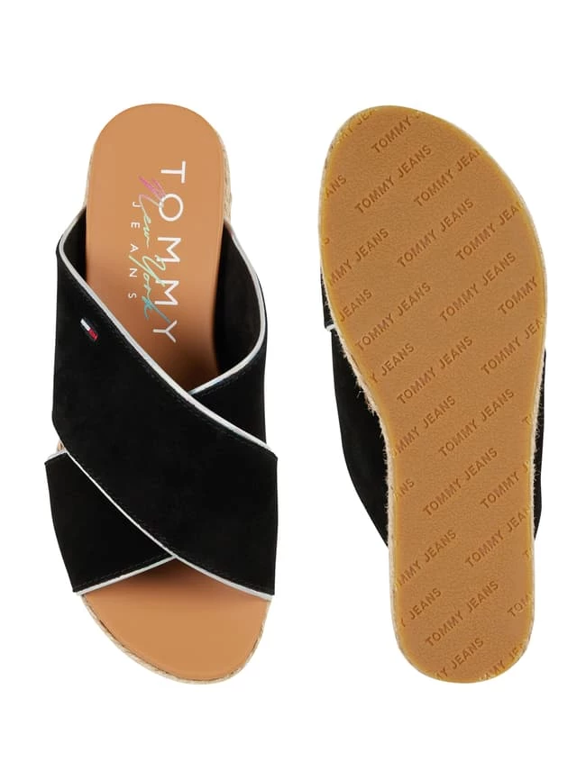 Auslauf ? Tommy ? Jeans Plateau-Pantoletten Mit Korb-Optik - Schwarz ? – Bild 5