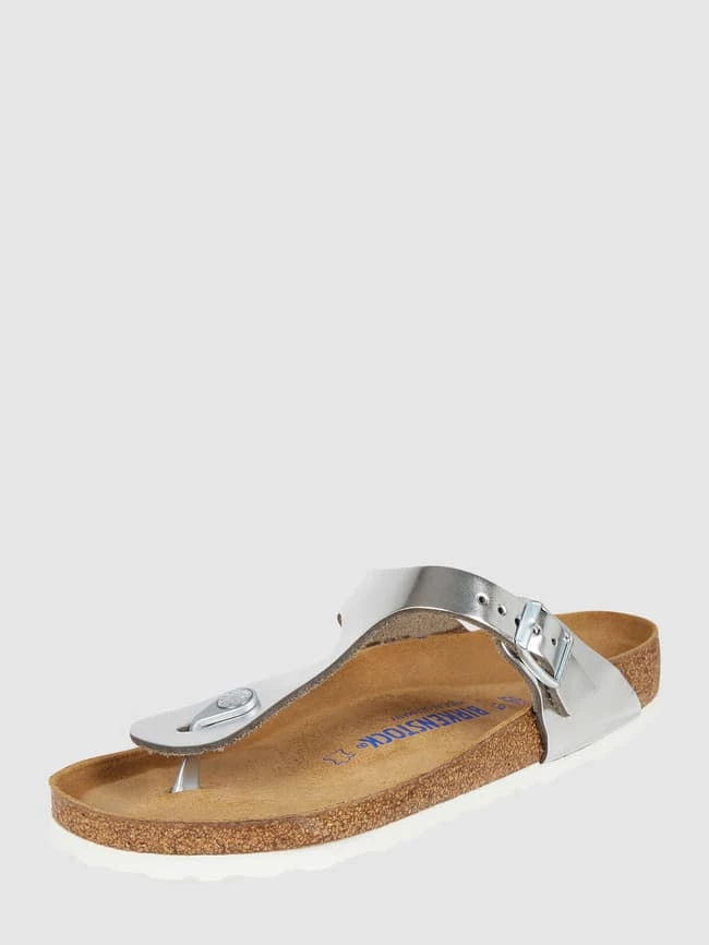 Neu ? Birkenstock Zehentrenner Aus Leder Modell 'Gizeh' - Silber ?