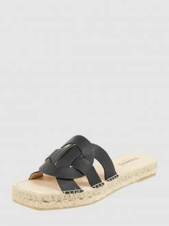 Bestpreis ? Espadrij Pantolette Aus Leder Modell 'Tours' - Schwarz ⌛