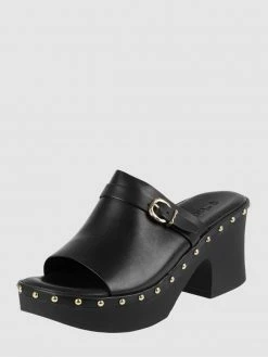 Billig ? Tamaris Pantoletten Aus Leder - Schwarz ?